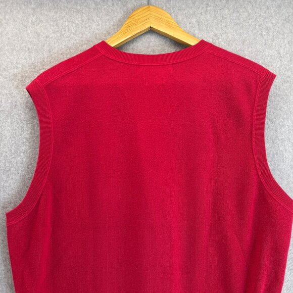 POLO by Ralph Lauren Y2K Mens Red Sweater Vest V-Neck Blue Pony Logo Size Large - Picture 8 of 13